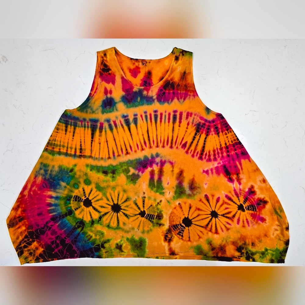 Tucan Tango Tie‎ Dye Hippie Flowy  Tank Top BoHo Women’s